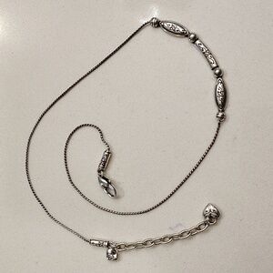 Brighton Silver Plated Curved Bar Ovals Rectangle Scrolled Flower Necklace